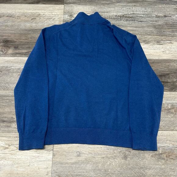 Banana Republic Blue Black Mens L Cotton Cashmere Blend 1/4 Zip Pullover Sweater - Picture 3 of 11